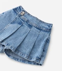 Short Saia Jeans Infantil Plissado - Tam 1 a 5 anos