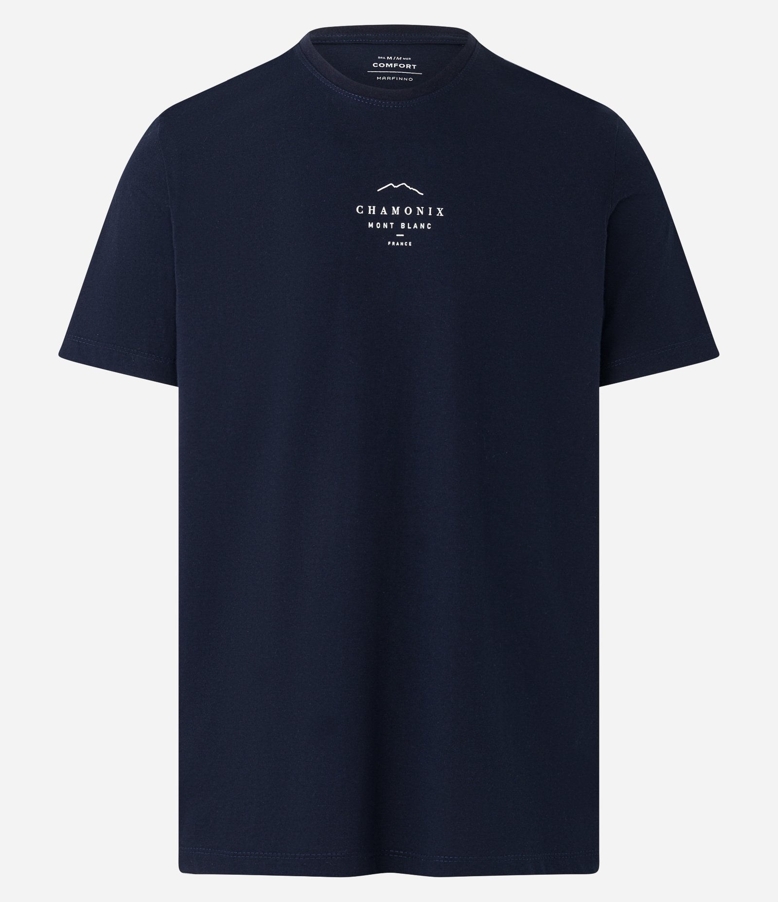 Camiseta com Estampa Lettering Mont Blac Azul Marinho 1