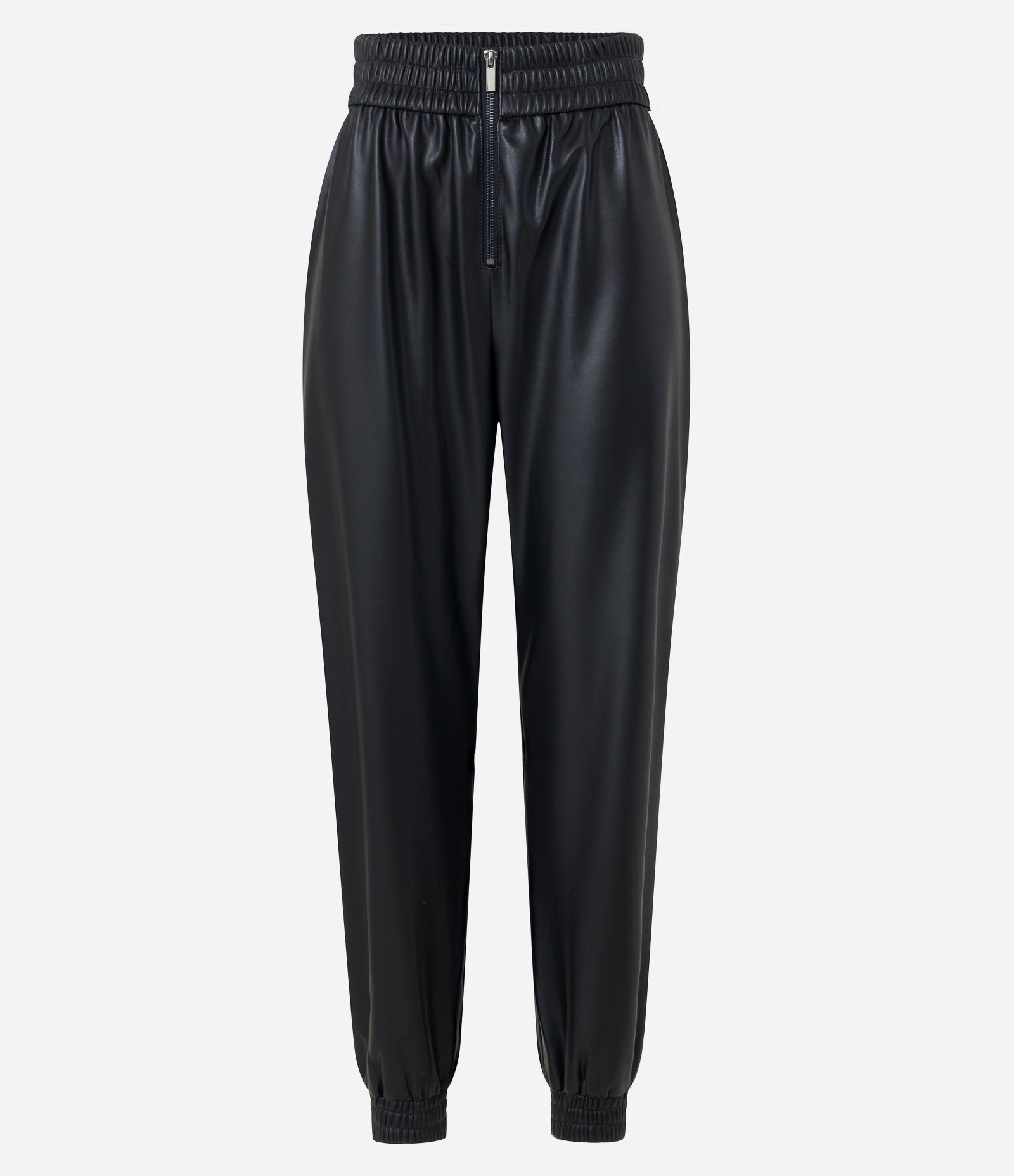 Calça Jogger em Pu com Lastex na Cintura e Zíper Tratorado Preto 5