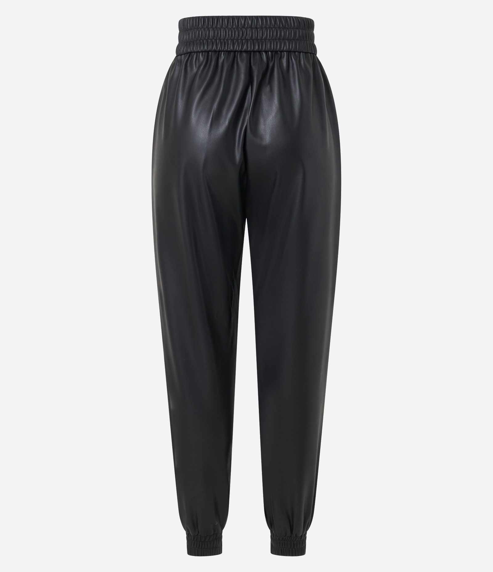 Calça Jogger em Pu com Lastex na Cintura e Zíper Tratorado Preto 6