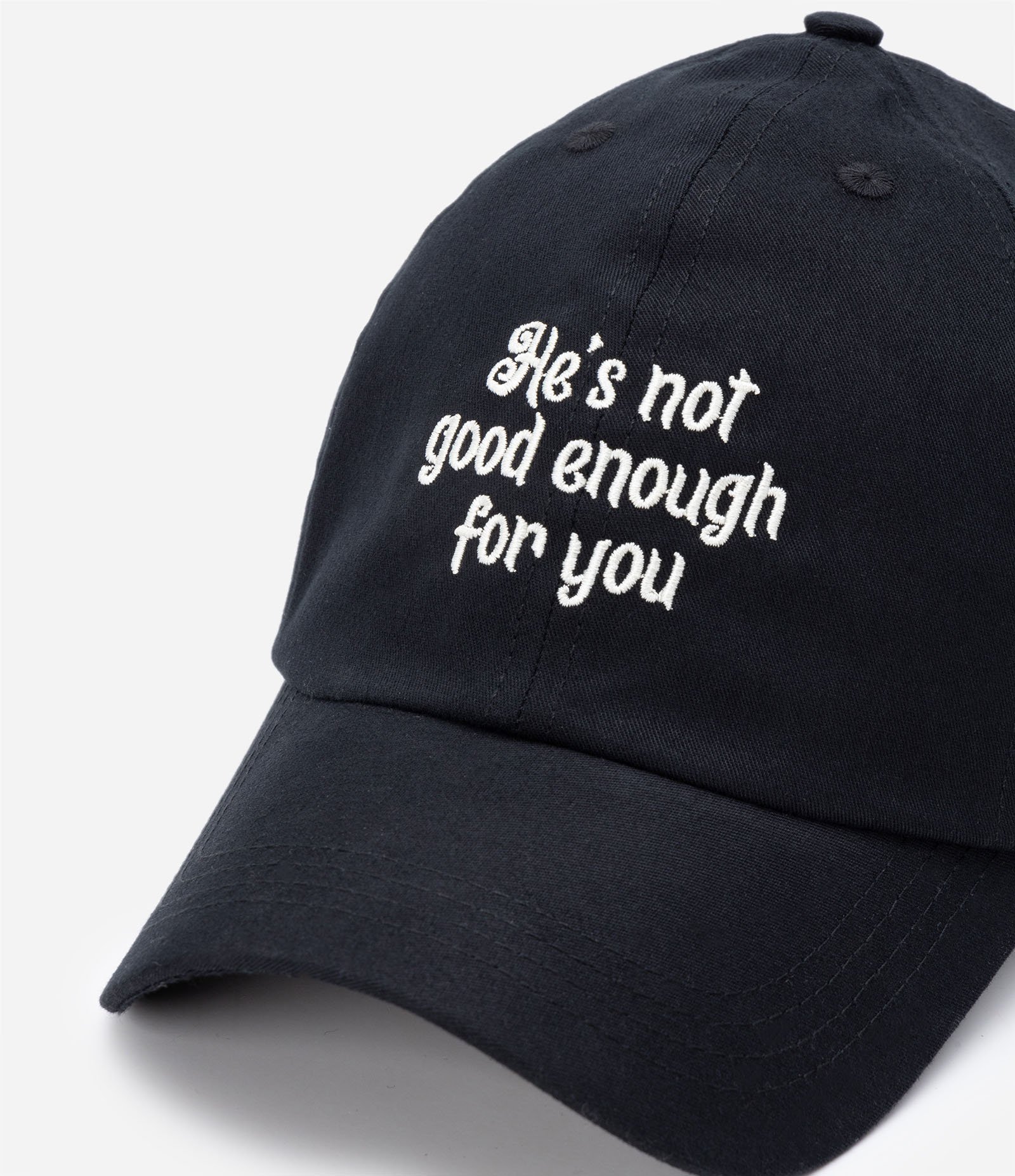 Boné Aba Curva com Bordado He's Not Good Enough For You Preto 5