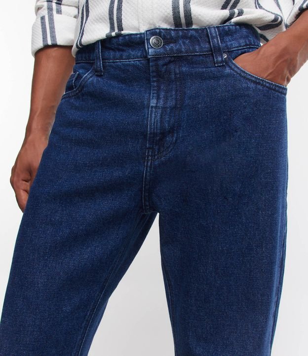 Calça Jeans Reta com Lavagem Clássica Azul 4