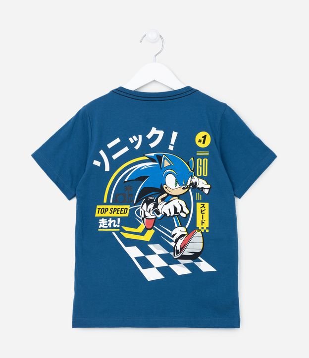 Camiseta Infantil com Estampa do Sonic - Tam 5 a 12 anos Azul 2