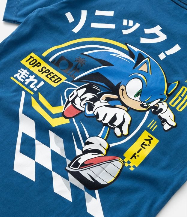 Camiseta Infantil com Estampa do Sonic - Tam 5 a 12 anos Azul 4