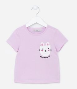 Camiseta Manga Curta Infantil com Estampa de Coelinha - Tam 1 a 5 anos