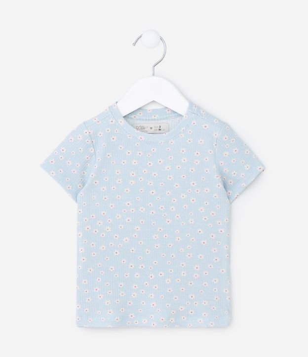 Blusa Infantil Canelada com Estampa Mini Florzinhas - Tam 1 A 5