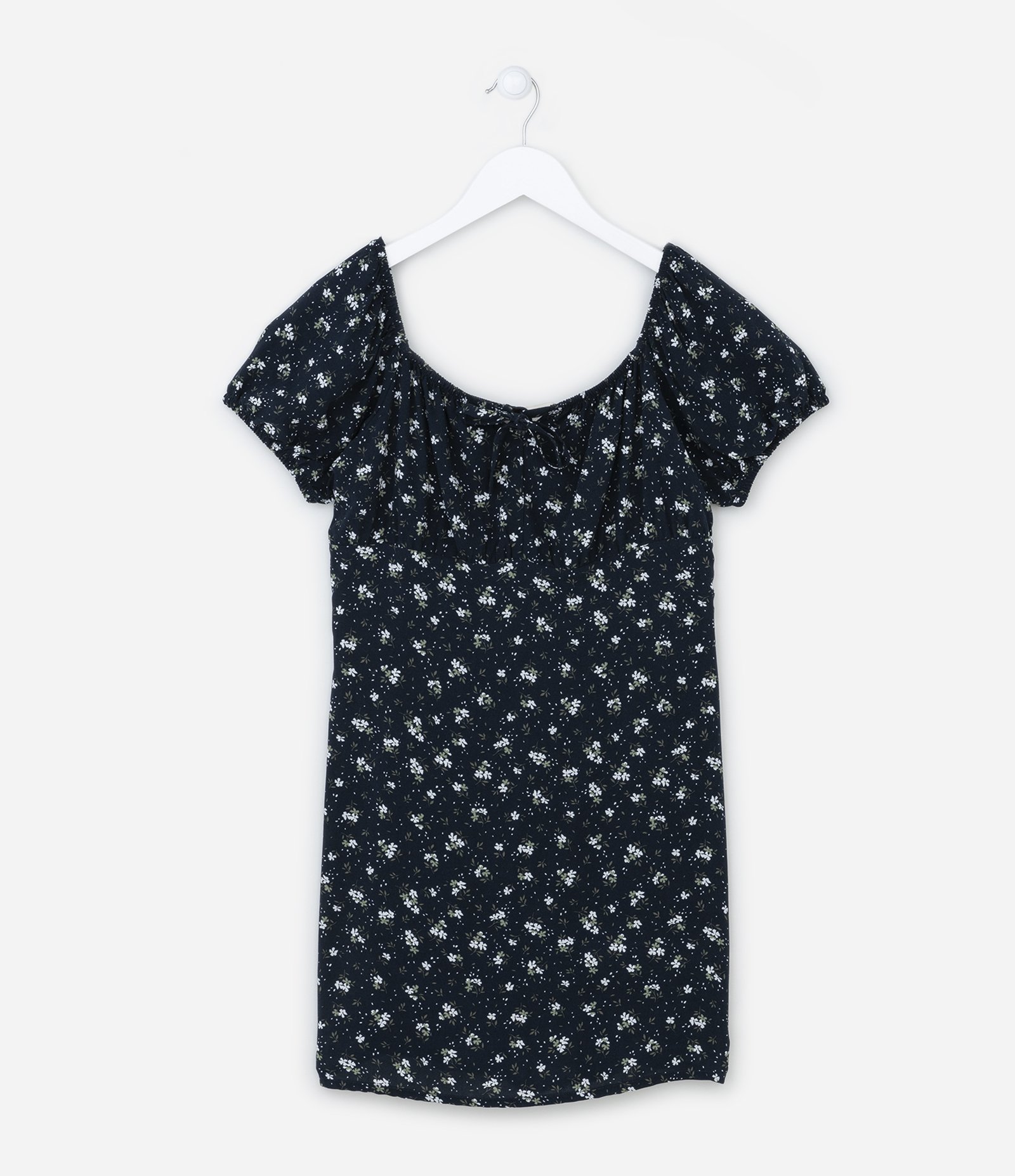 Vestido Infantil em Viscose com Estampa de Flores - Tam 5 a 14 anos Azul 1