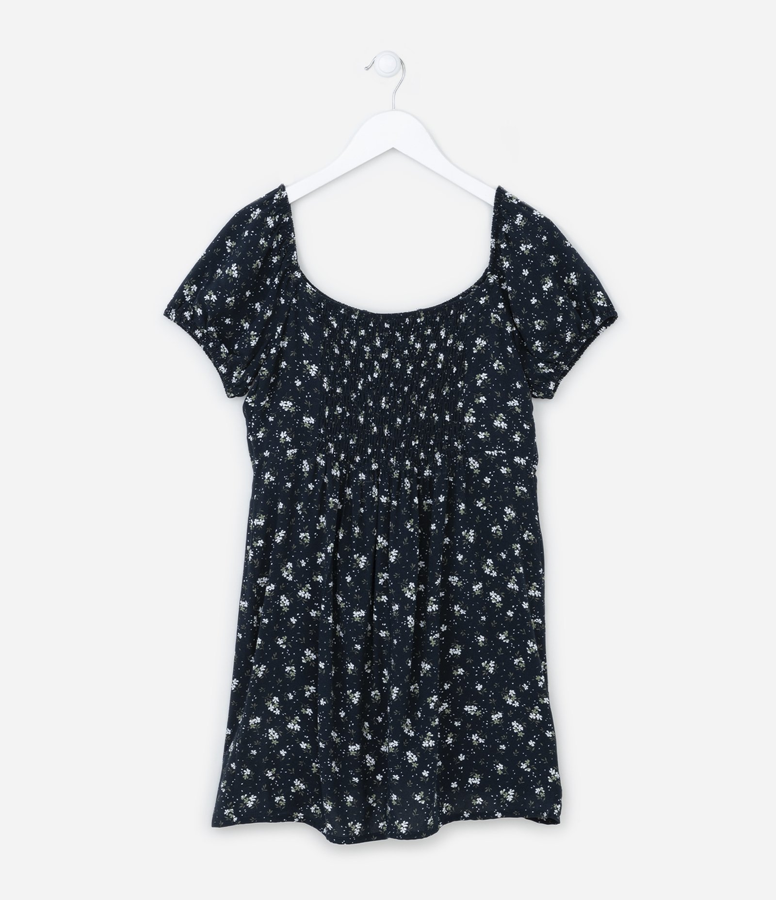 Vestido Infantil em Viscose com Estampa de Flores - Tam 5 a 14 anos Azul 2