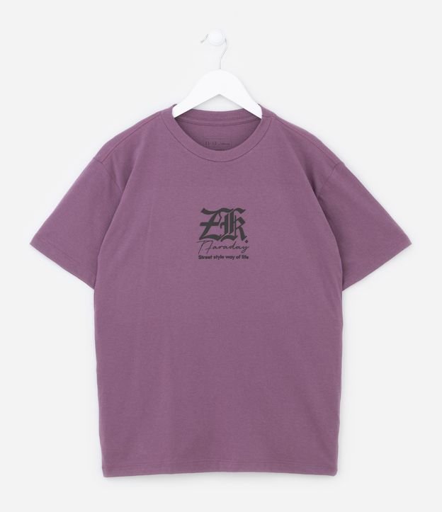 Camiseta Infantil Manga Curta com Estampa em Lettering - Tam 5 a 14 anos