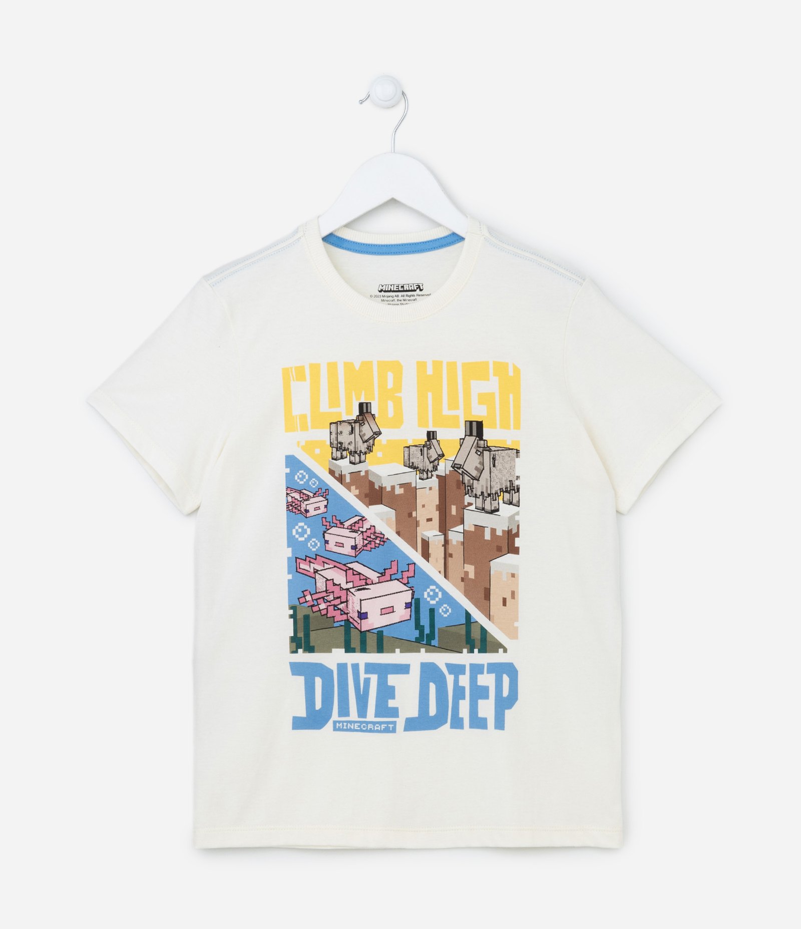 Camiseta Infantil com Estampa do Minecraft - Tam 5 a 14 anos Branco 1