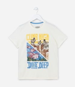 Camiseta Infantil com Estampa do Minecraft - Tam 5 a 14 anos