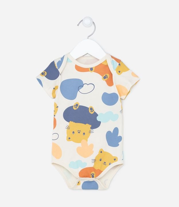 Body Curto Infantil com Estampa de Tigrinho - 0 a 18 meses