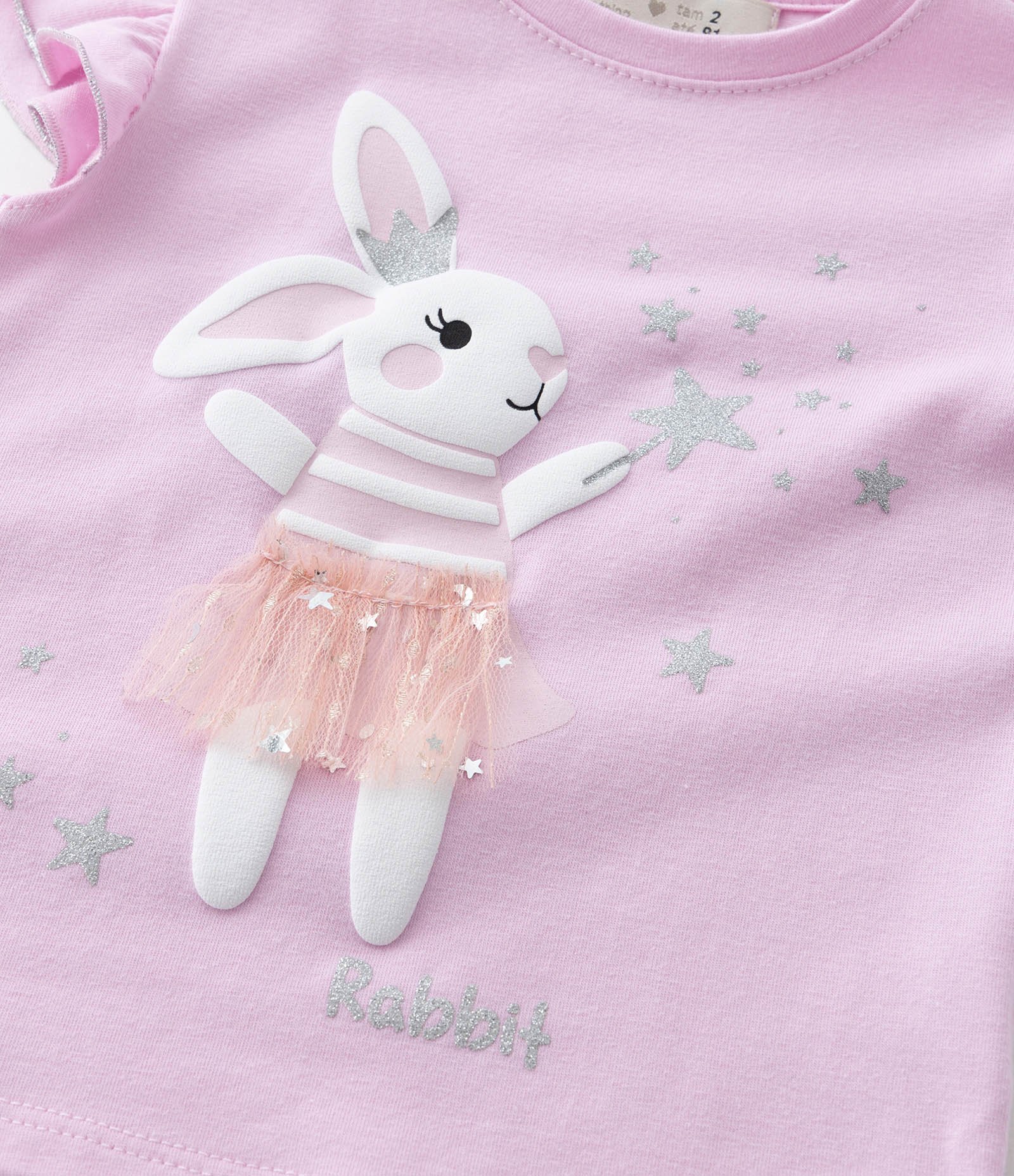 Blusa Manga de Babadinho Infantil com Estampa de Coelinha - Tam 1 a 5 anos Rosa 5