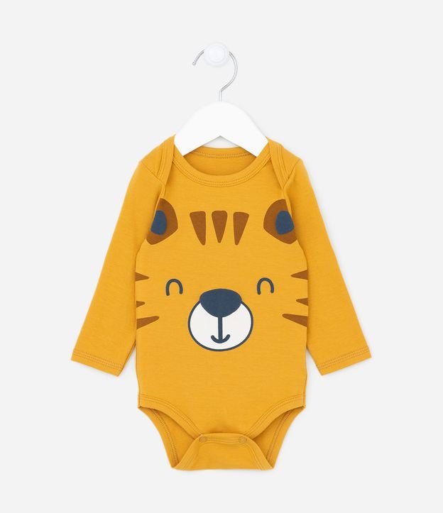 Kit Body Bebê Masculino Amarelo Tigre