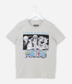 Camiseta Infantil em Meia Malha com Estampa One Piece - Tam 5 a 14 Anos