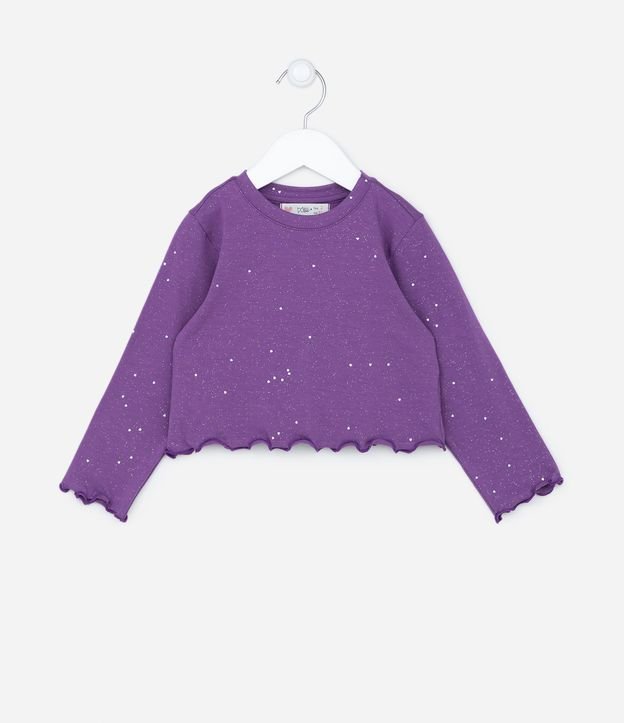 Blusa Infantil Manga Longa com Brilhos Holográficos - Tam 1 a 5 anos