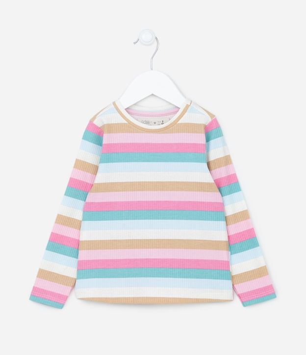 Blusa Manga Longa Infantil com Estampa Listrada - Tam 1 a 5 anos