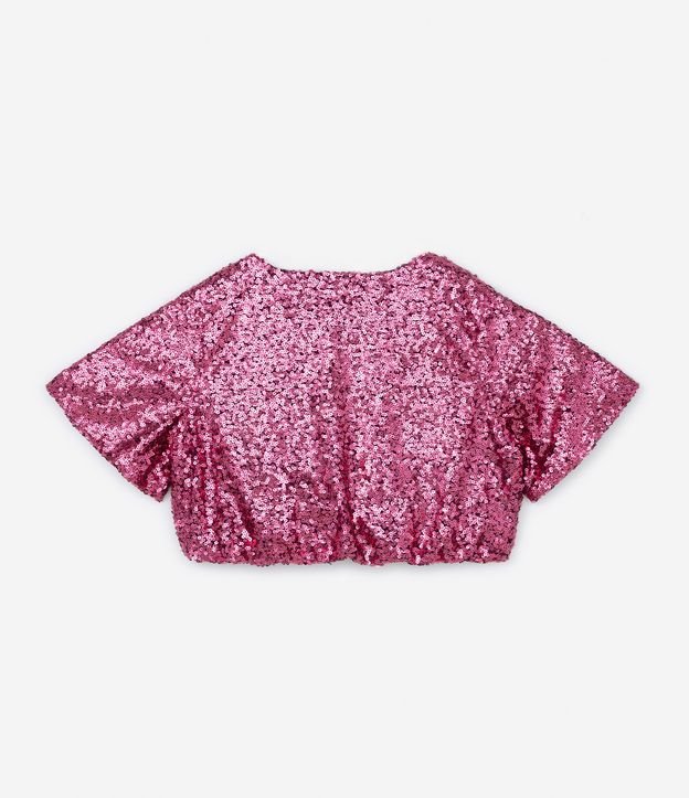 Blusa em Paetê com Decote Transpassado e Texturas Carnaval Curve & Plus Size Rosa 6