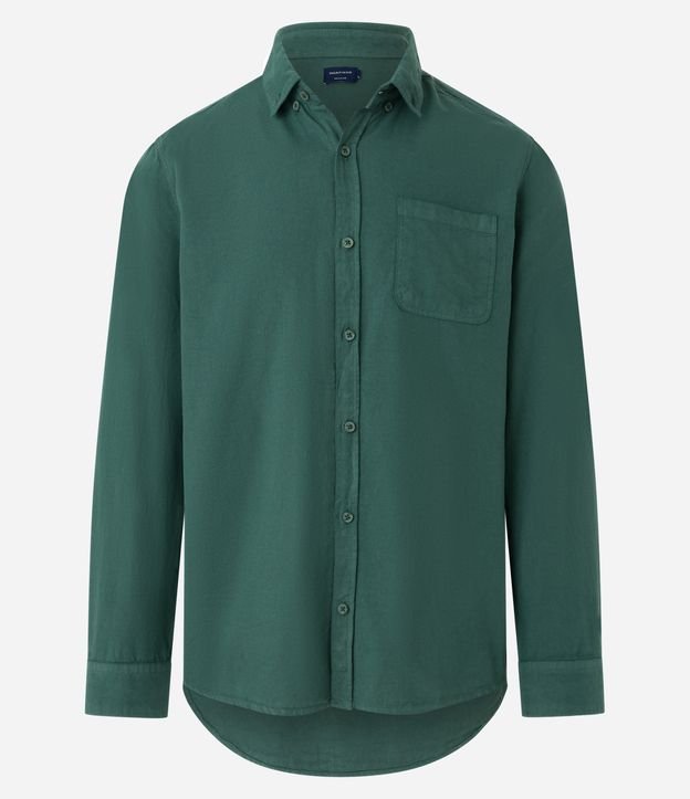 Camisa Regular em Oxford com Bolso Frontal Verde 6