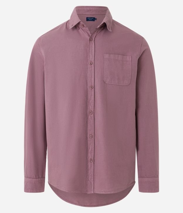 Camisa Regular em Oxford com Bolso Frontal Rosa 7