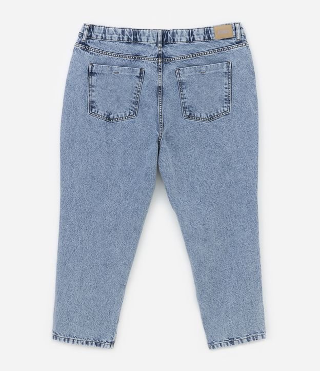 Calça Reta em Jeans Marmorizado e Fendinha na Barra Curve & Plus Size Azul Jeans 8