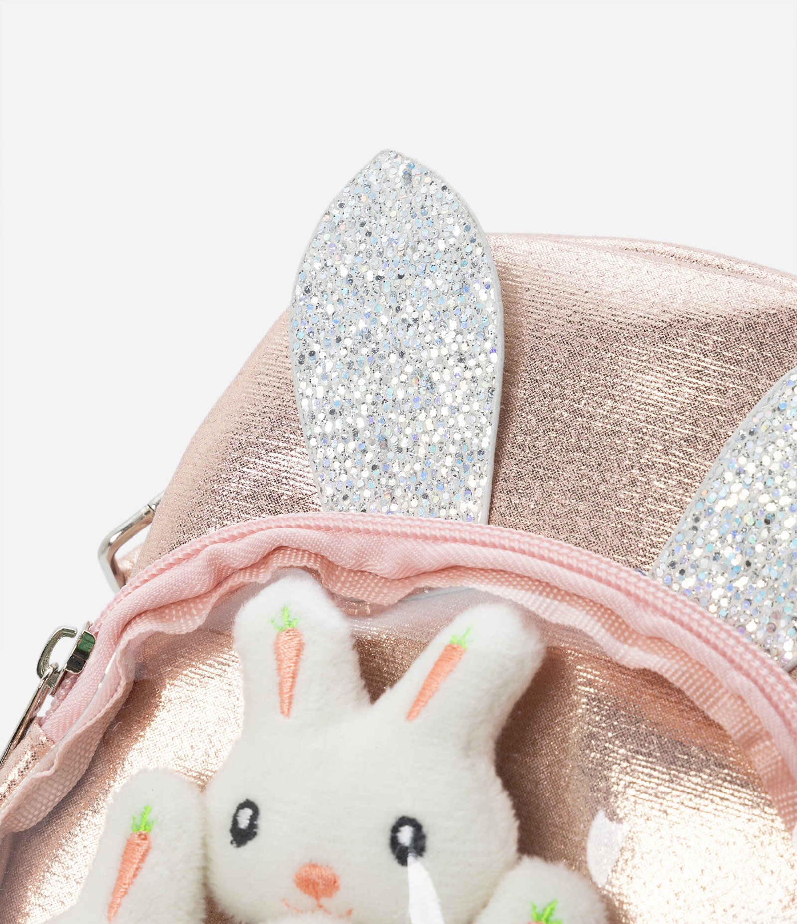 Bolsa Infantil com Glitter e Detalhe de Coelhinhos no Bolso - Tam U Rosê 3