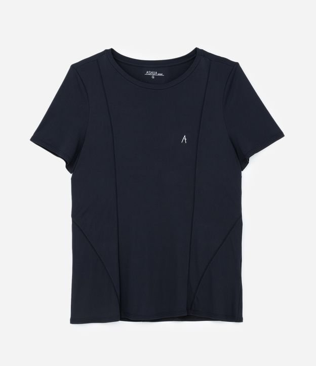 Camiseta Esportiva com Vieses Contrastantes Curve & Plus Size Preto 6