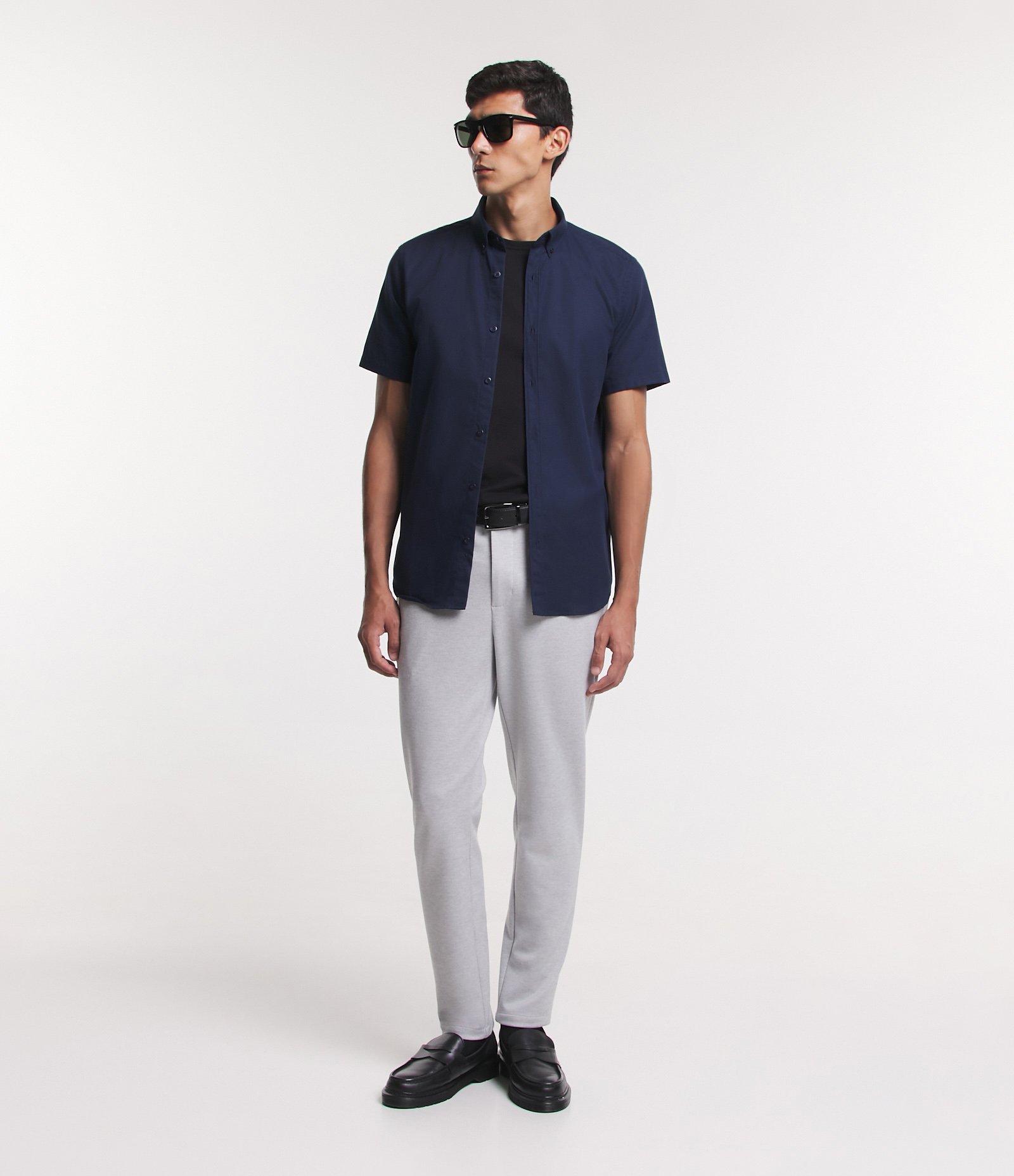 Camisa Comfort em Oxford com Gola Colarinho e Manga Curta Azul 2