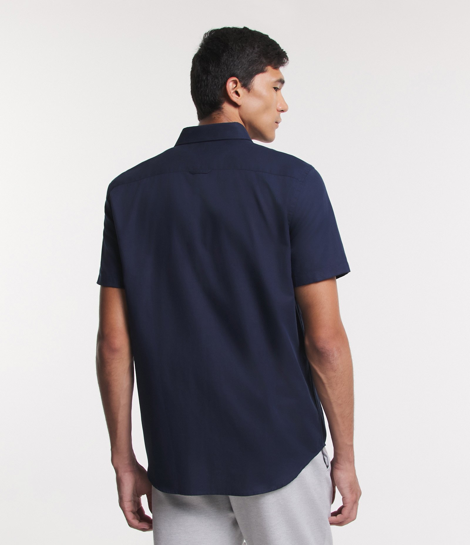 Camisa Comfort em Oxford com Gola Colarinho e Manga Curta Azul 3