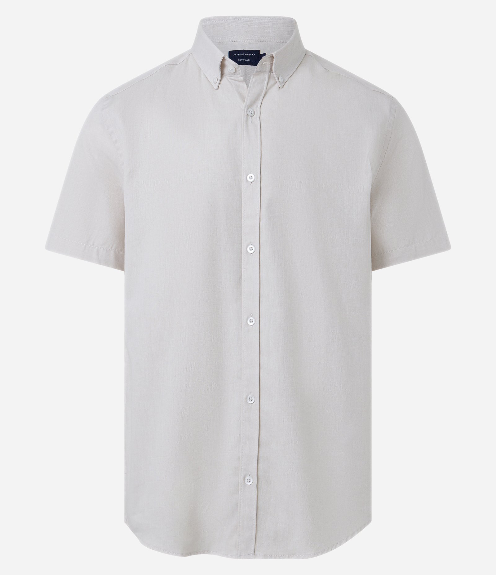 Camisa Comfort em Oxford com Gola Colarinho e Manga Curta Bege 6