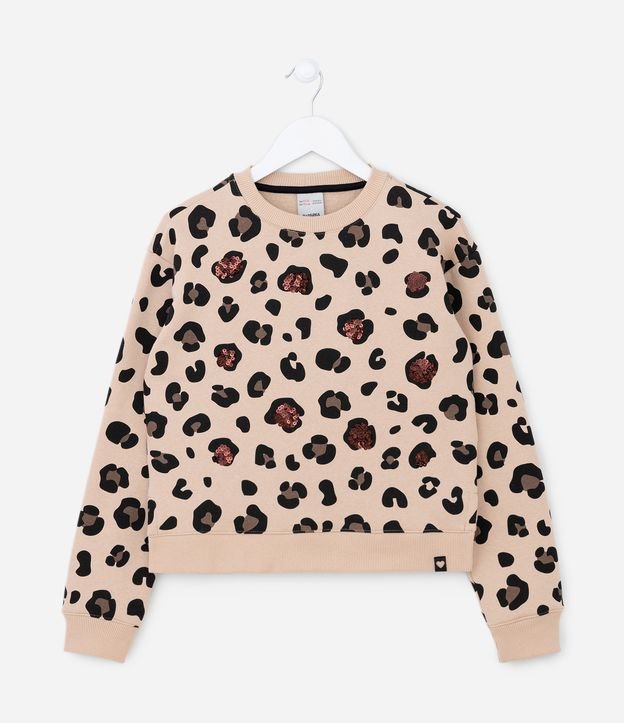 Blusão Moletom Infantil com Estampa Animal Print - Tam 5 a 14 anos