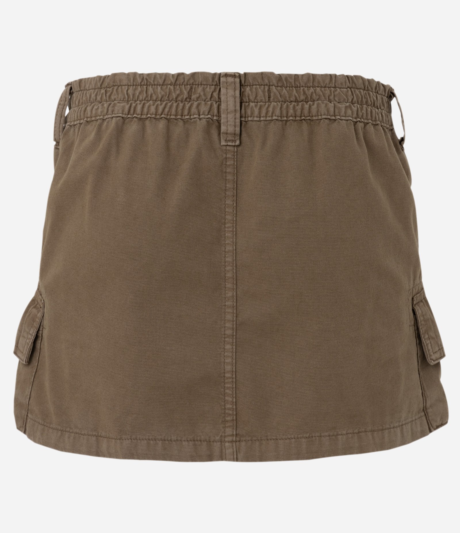 Mini Saia Jeans com Bolsos Cargo e Cós Elástico Marrom 6