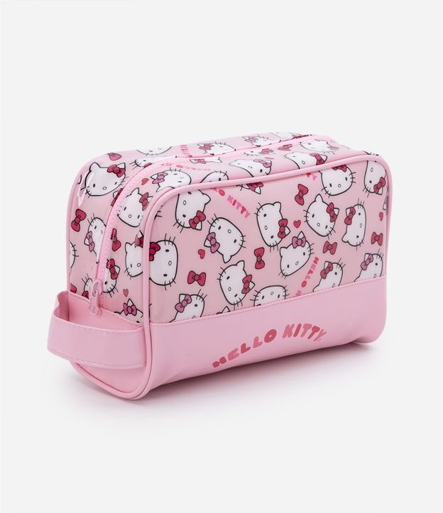 Nécessaire Tijolão em PU com Estampa da Hello Kitty com Alça
