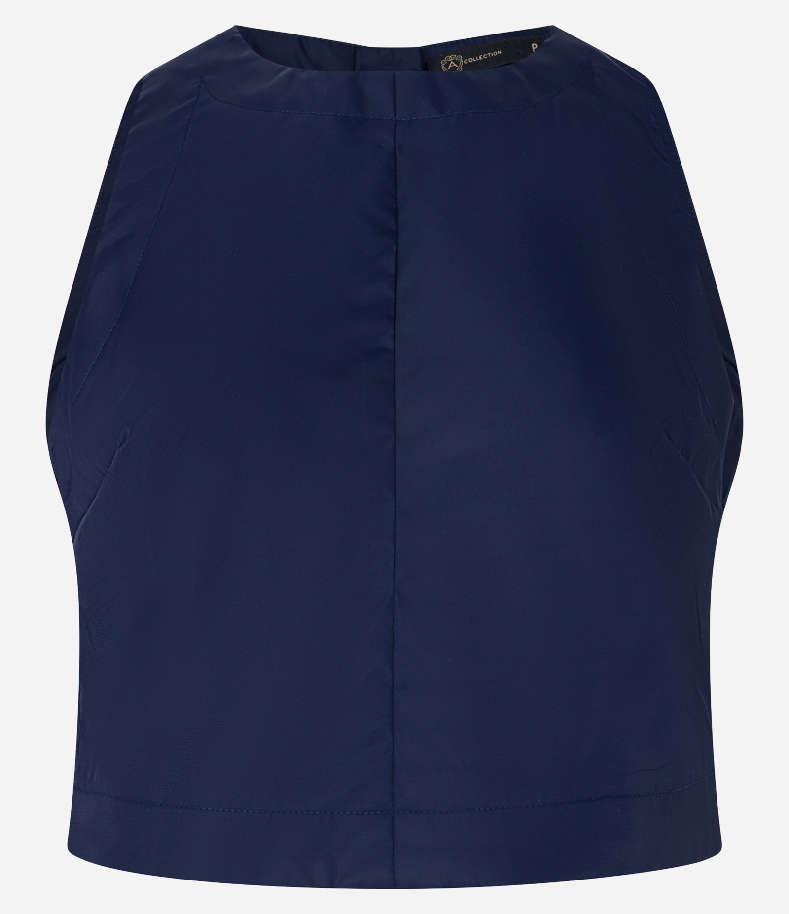 Blusa Alfaiatada sem Manga em Poliamida com Abotoamento Azul 6