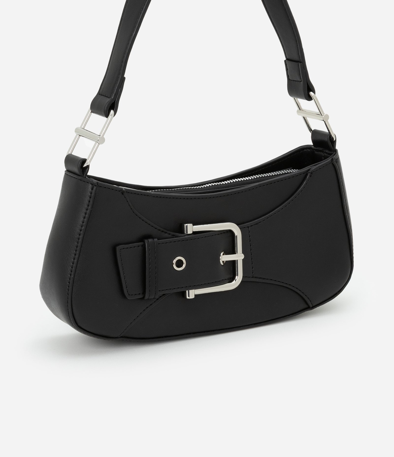 Bolsa Baguete Pequena com Detalhe em Fivela Preto 1