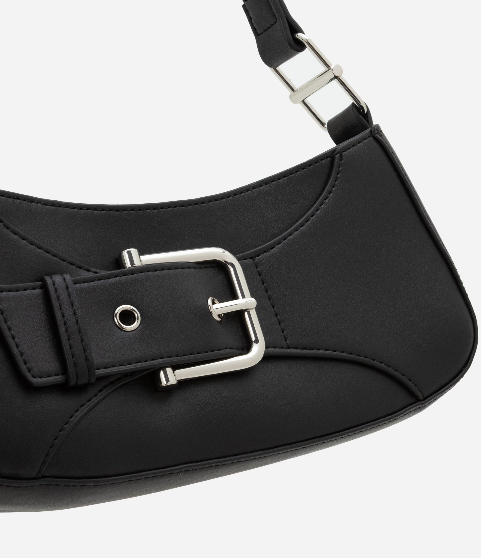 Bolsa Baguete Pequena com Detalhe em Fivela Preto 4