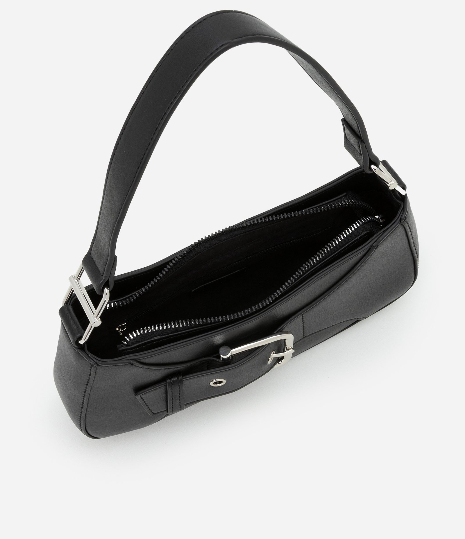 Bolsa Baguete Pequena com Detalhe em Fivela Preto 5