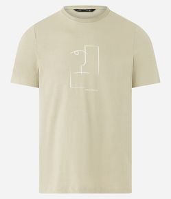 Camiseta Slim em Algodão com Estampa de Arte Minimalista e Lettering