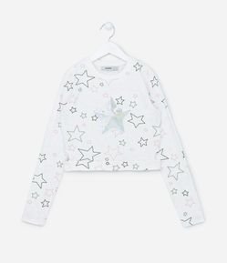 Camiseta Infantil Manga Longa com Estampa de Estrelas - Tam 5 a 14 anos
