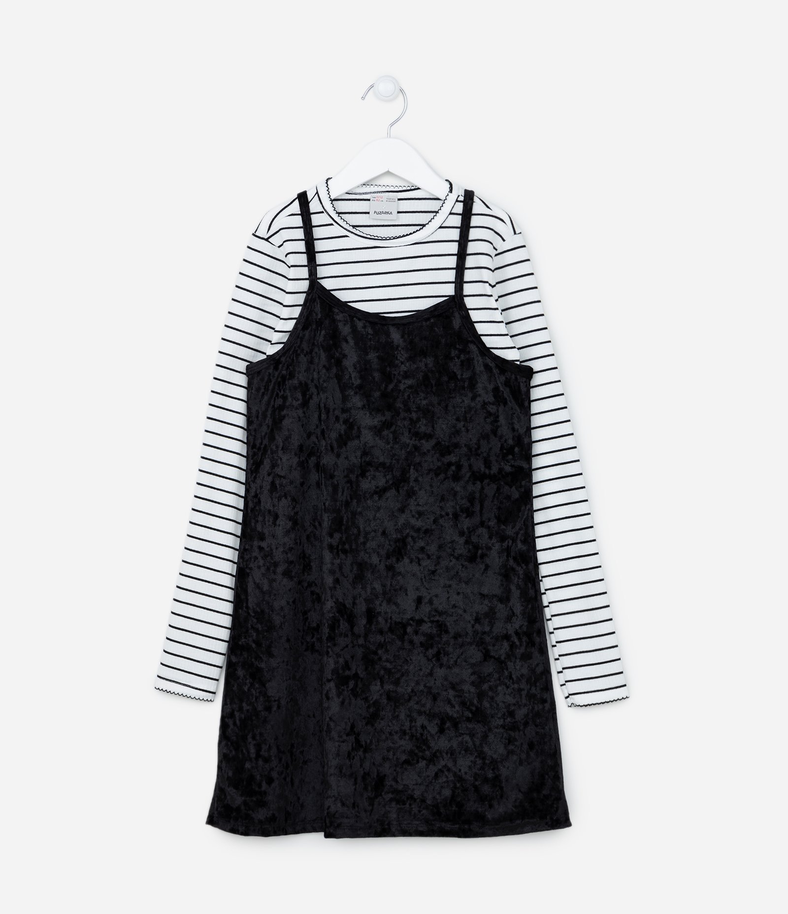 Vestido Infantil em Veludo com Blusa Canelada - Tam 5 a 14 anos Preto 1