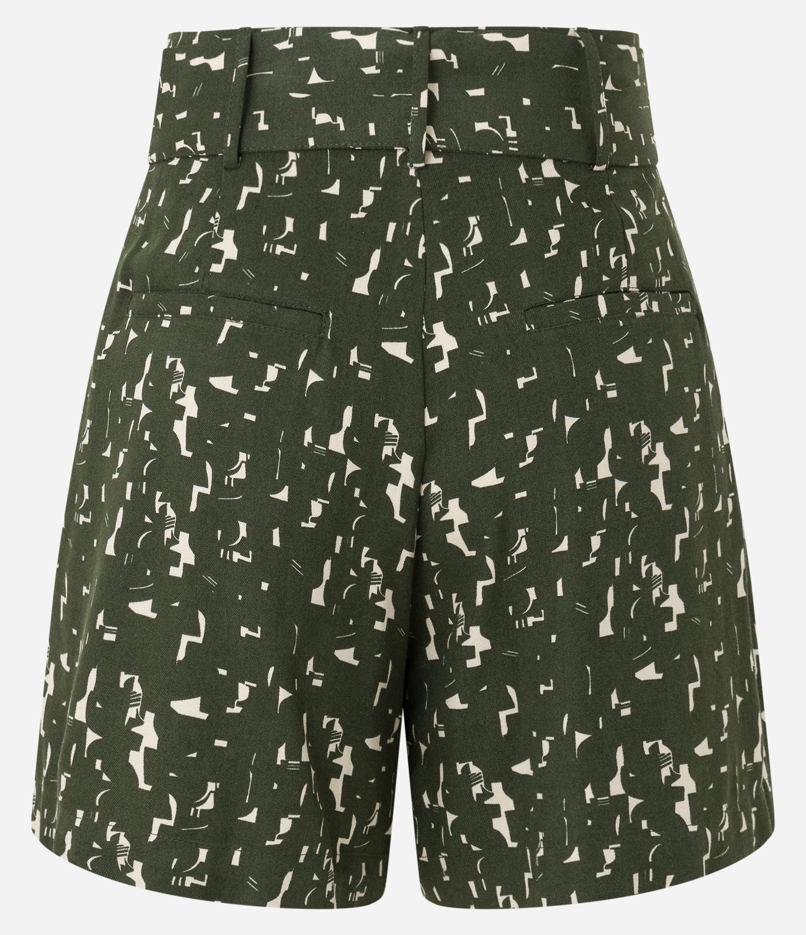 Short em Viscolinho com Cinto Fivela e Estampa Geométrica Verde 7