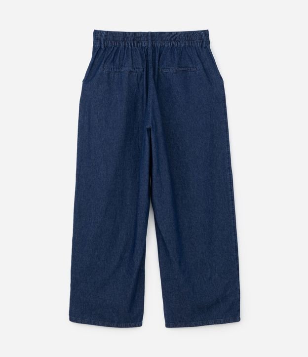 Calça Pantalona Alfaiatada em Jeans com Botões no Cós Curve & Plus Size Azul Jeans Escuro 7
