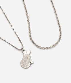 Kit 02 Colares Corrente em Metal com Pingente de Capivara