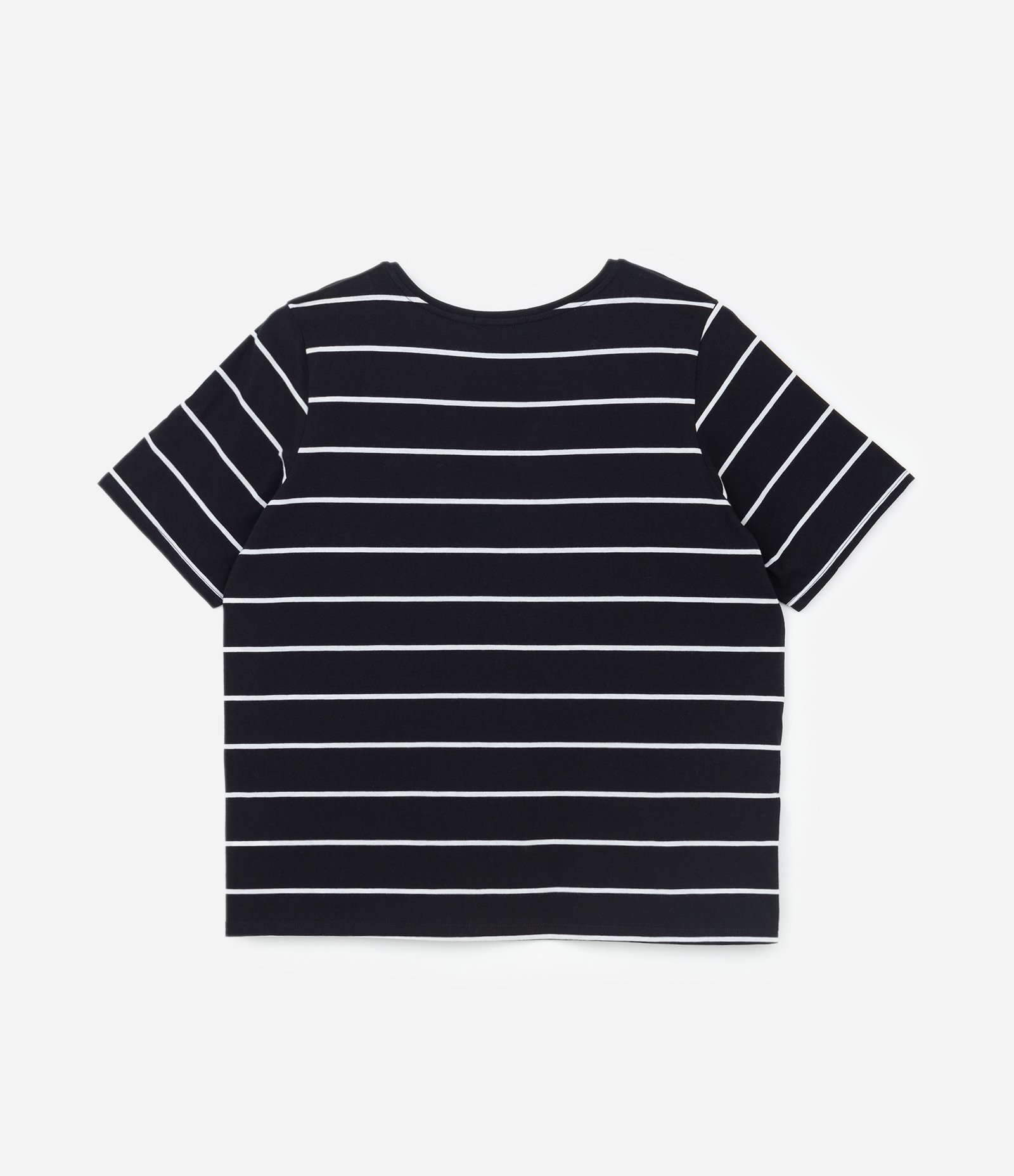 Blusa com Gola V e Estampa Listrada Curve & Plus Size Preto 6