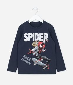 Camiseta Manga Longa Infantil com Estampa do Homem Aranha - Tam 4 a 10