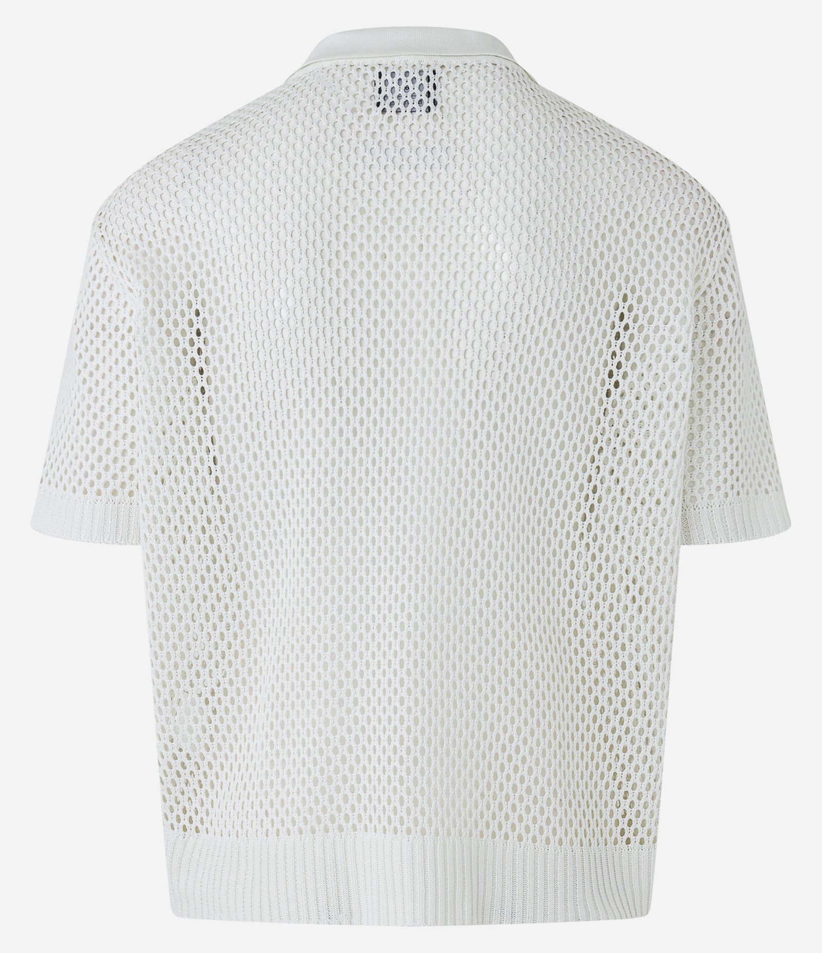 Polo Boxy Efeito Crochê com Gola V e Textura Vazada Off White 7