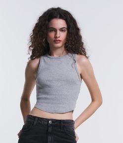 Blusa sem Manga em Ribana com Barra Arredondada
