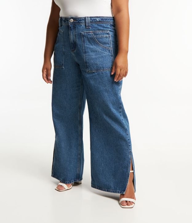 Calça Reta em Jeans com Bolsos Curve & Plus Size Azul 2