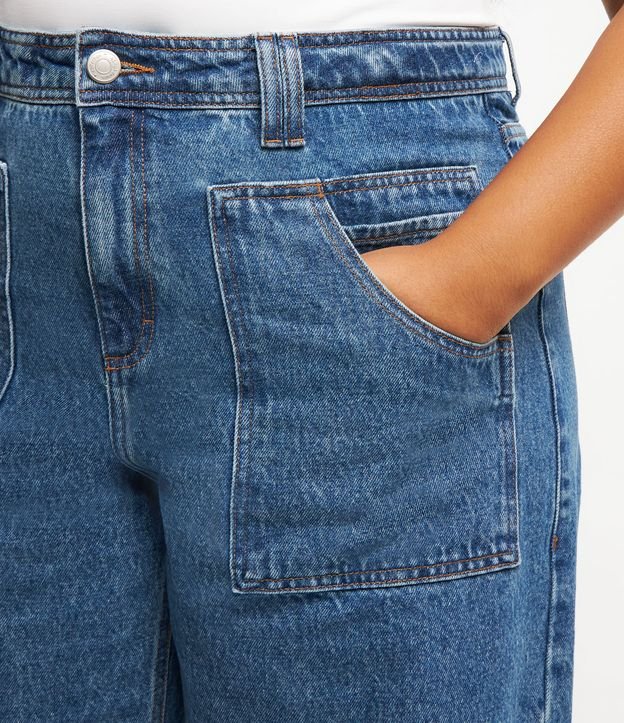 Calça Reta em Jeans com Bolsos Curve & Plus Size Azul 4