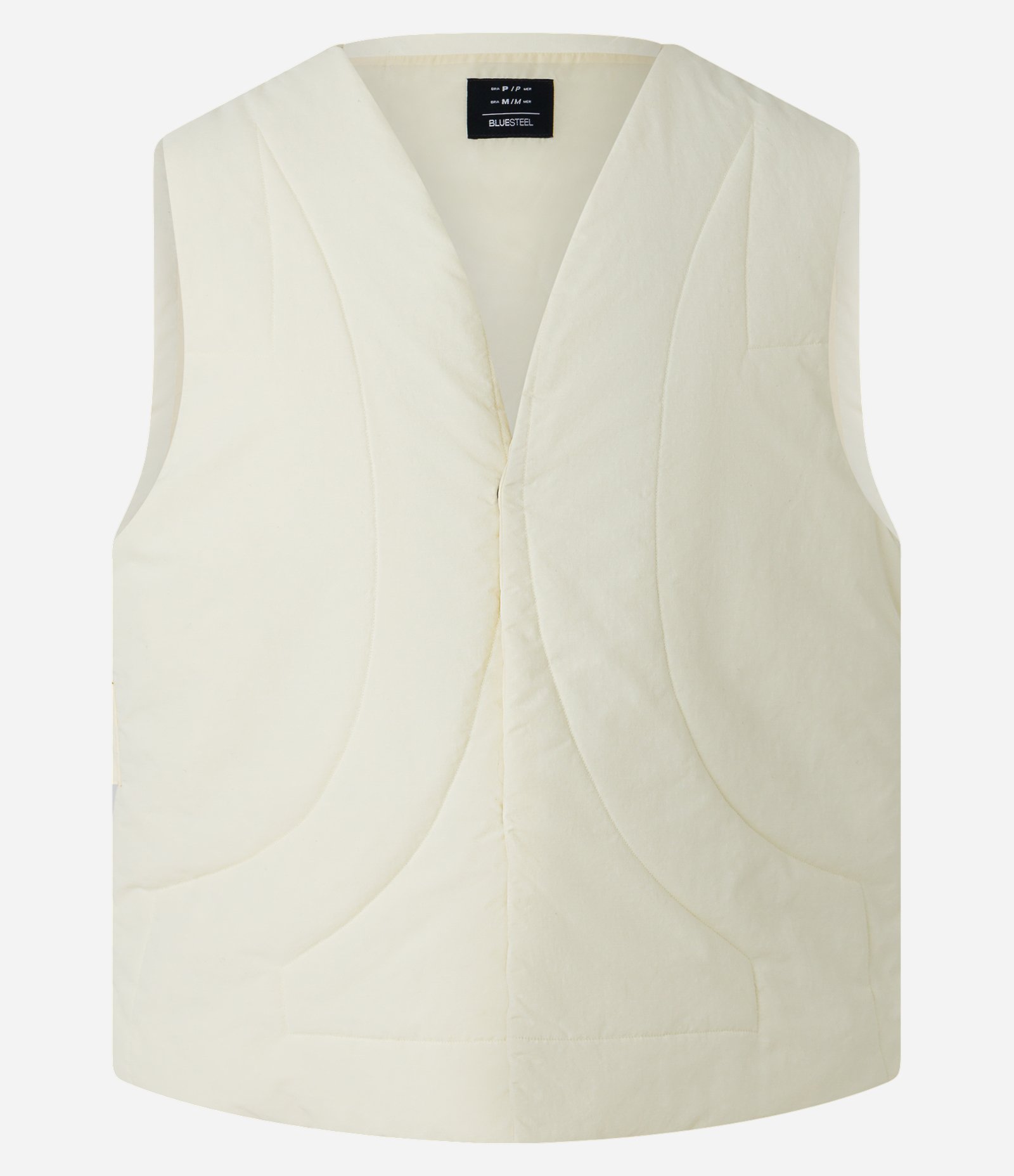 Colete Puffer em Poliamida com Tira Lateral Bege 6